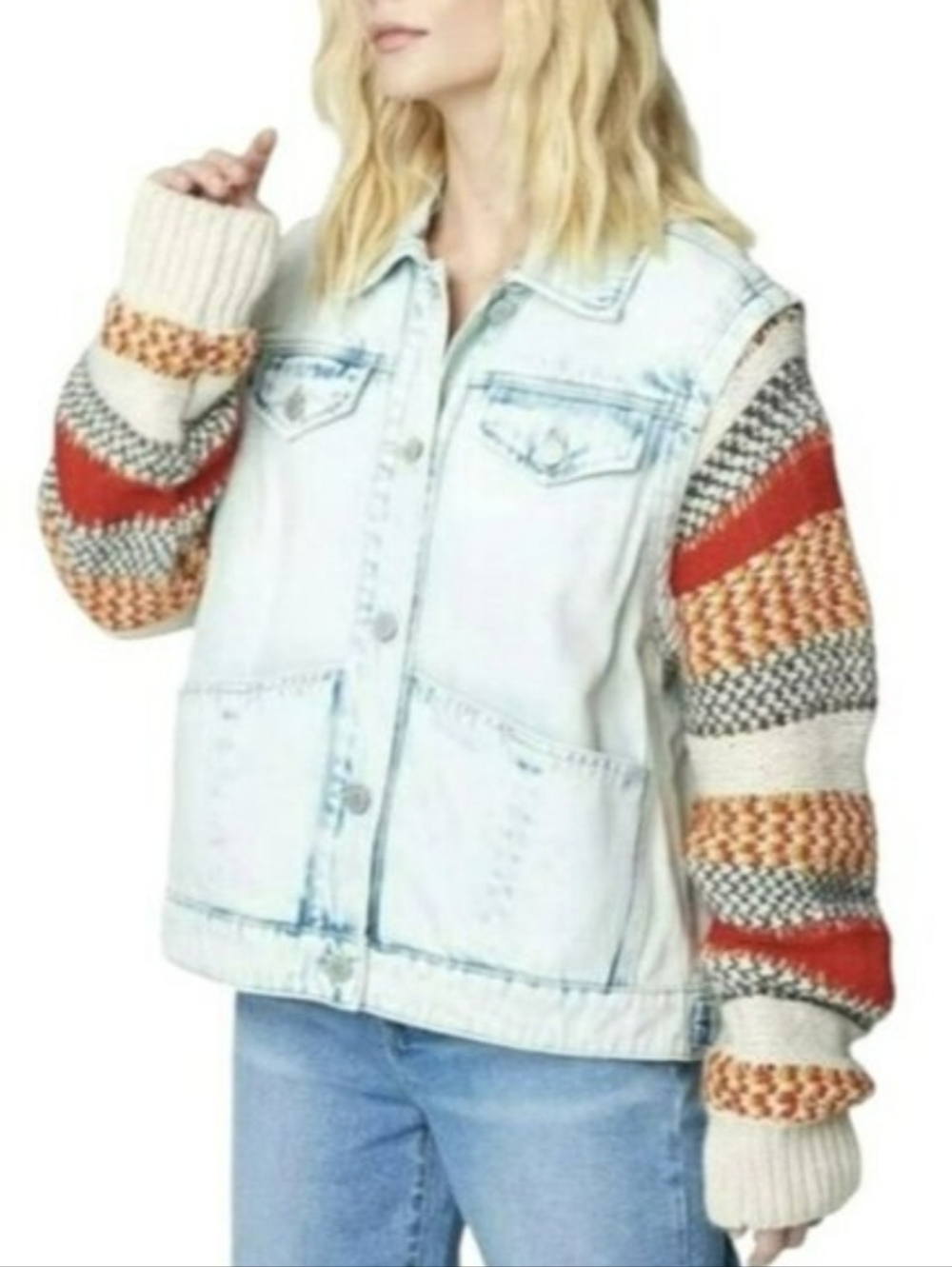 BLANKNYC | $198 Happy Promises Knit & Denim Trucker Jacket - Picture 3 of 8